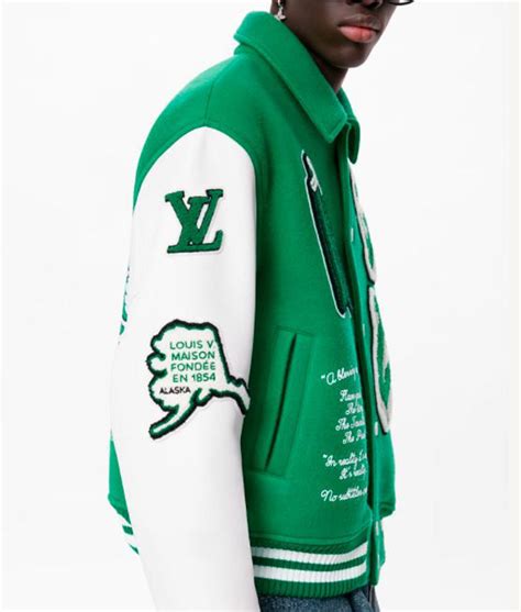 louis vuitton green denim jacket|louis vuitton varsity leather jacket.